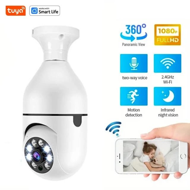 360° 5G Panaroma smart bulb cctv camera wifi