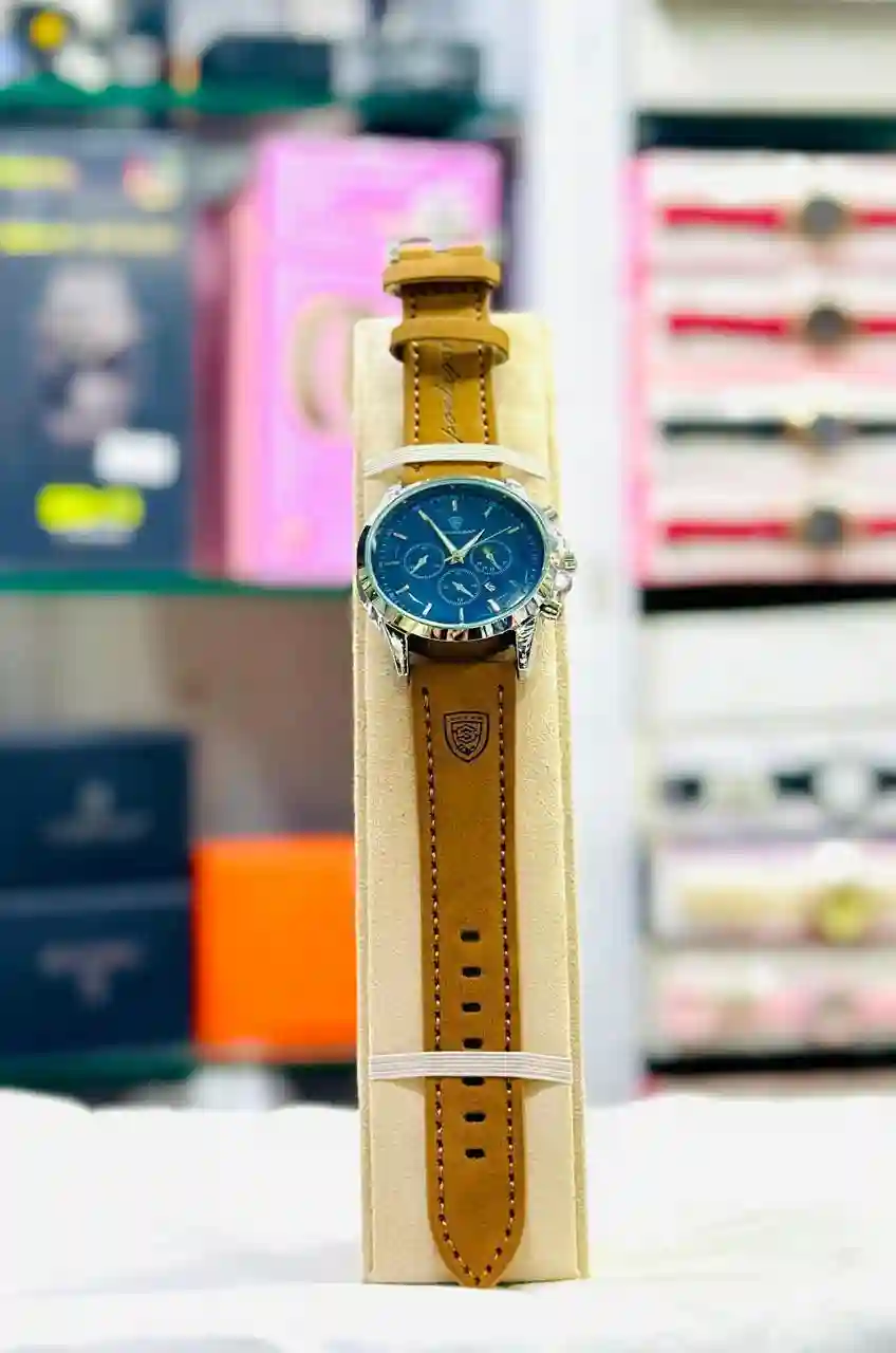 POEDAGAR DATE FASHION LEATHER STRAP WATCHES FOR MEN