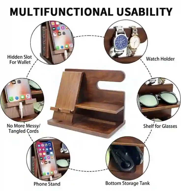 Wooden Multifunctional Accessories Holder