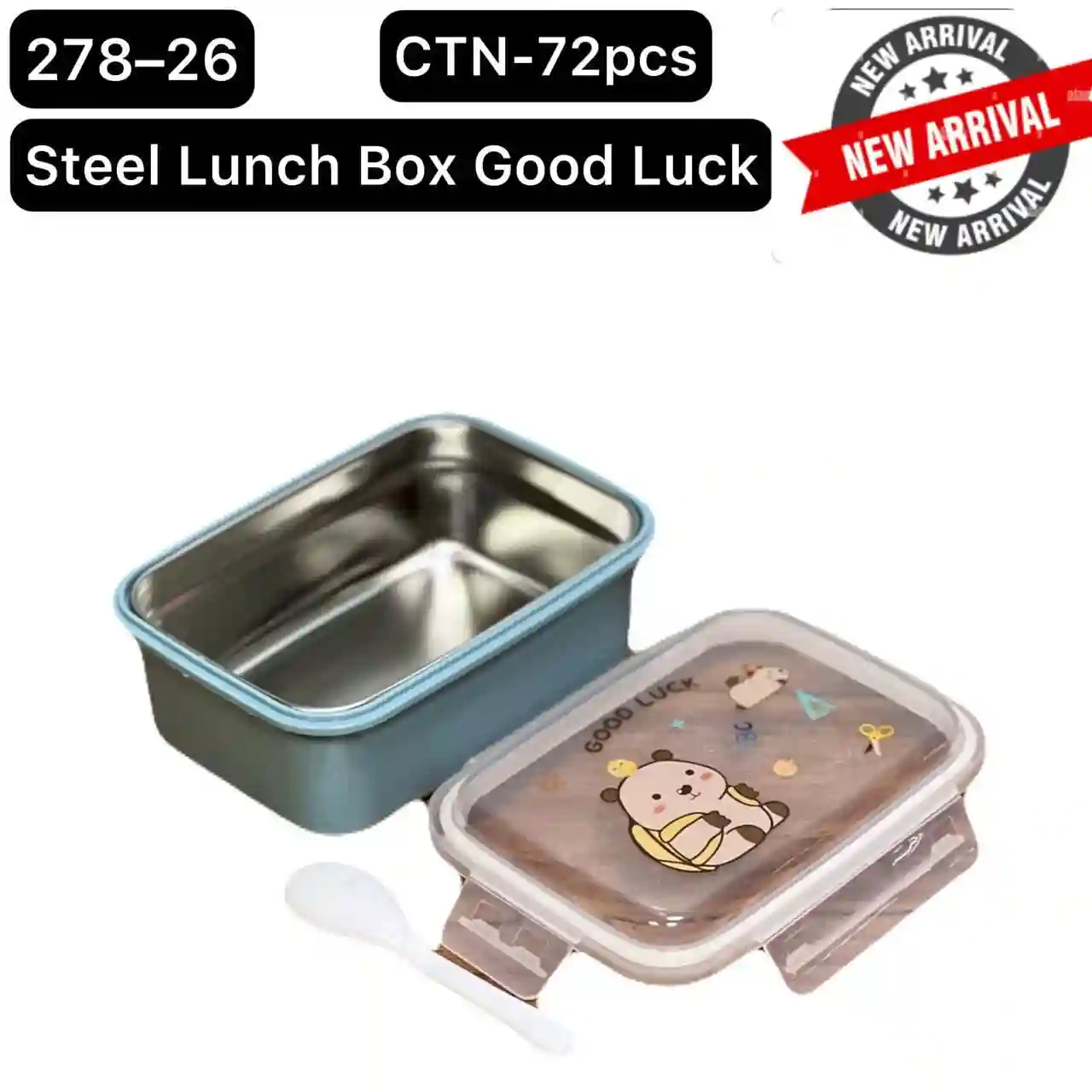 278-26 STEEL LUNCH BOX GOOD LUCK