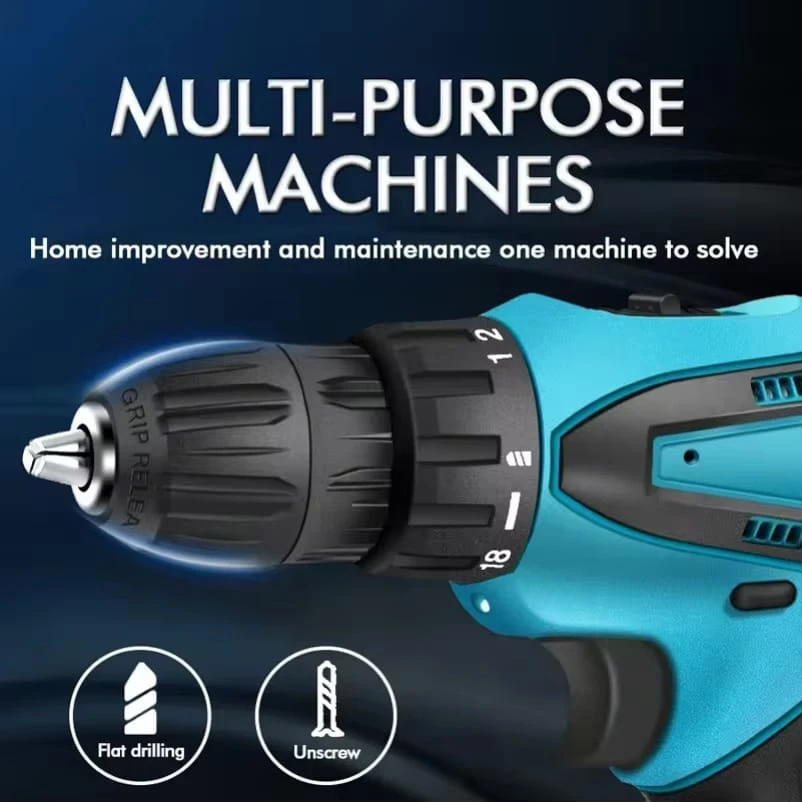 Rechargeable drill machine set Double battery