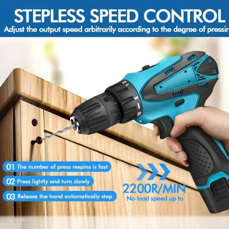 Rechargeable drill machine set Double battery