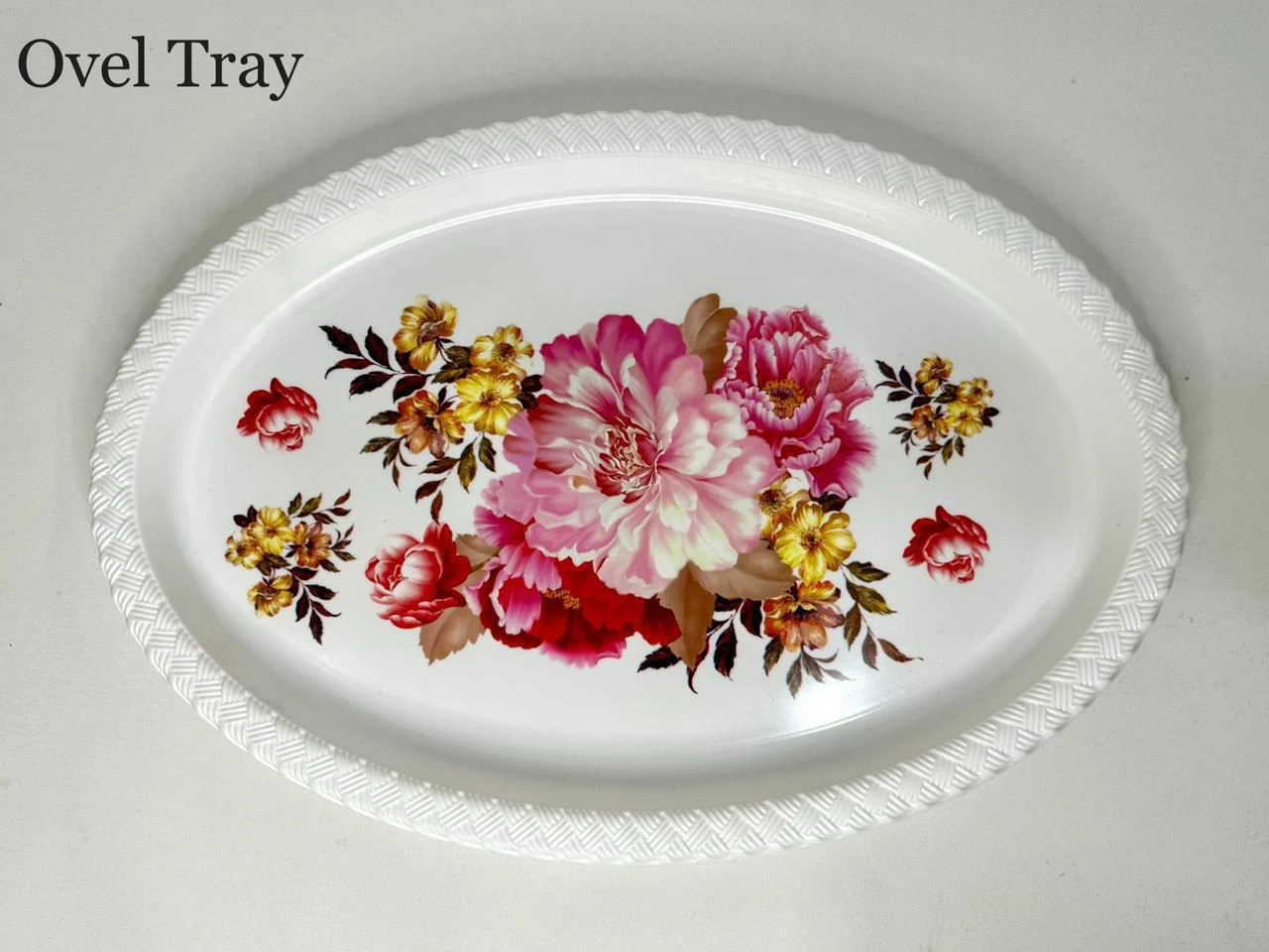 Elegant Floral Oval Serving Tray