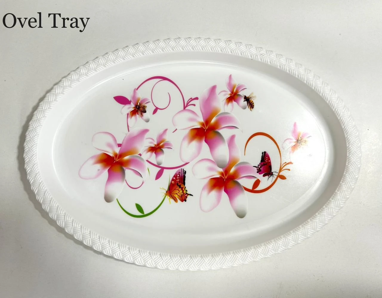 Elegant Floral Oval Serving Tray