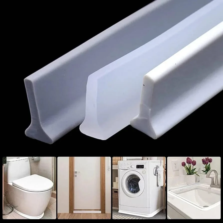 1Meter Bathroom Water Stopper Silicone Retaining Strip Water Shower Dam Flood Barrier Dry and Wet Separation Blocker