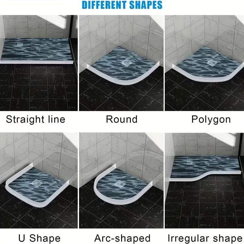 1Meter Bathroom Water Stopper Silicone Retaining Strip Water Shower Dam Flood Barrier Dry and Wet Separation Blocker