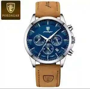 POEDAGAR DATE FASHION LEATHER STRAP WATCHES FOR MEN