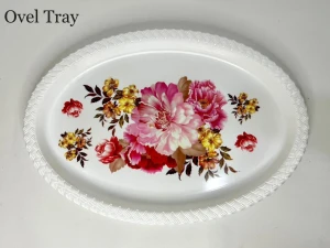 Elegant Floral Oval Serving Tray