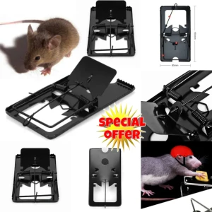 Black plastic reusable snap mousetrap