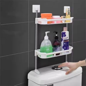 Two-tier over-the-toilet storage rack